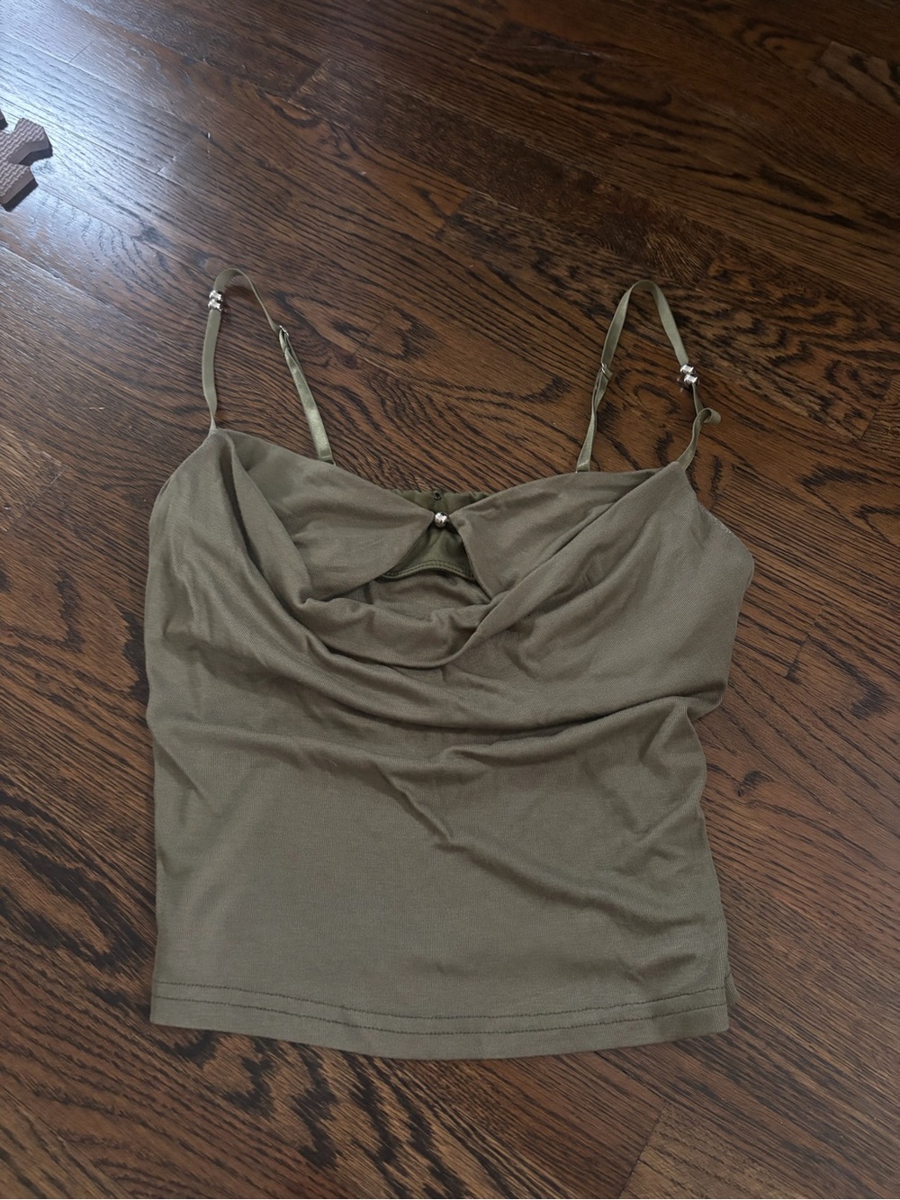 Edikted Olive Green Draped Cami Tank Top